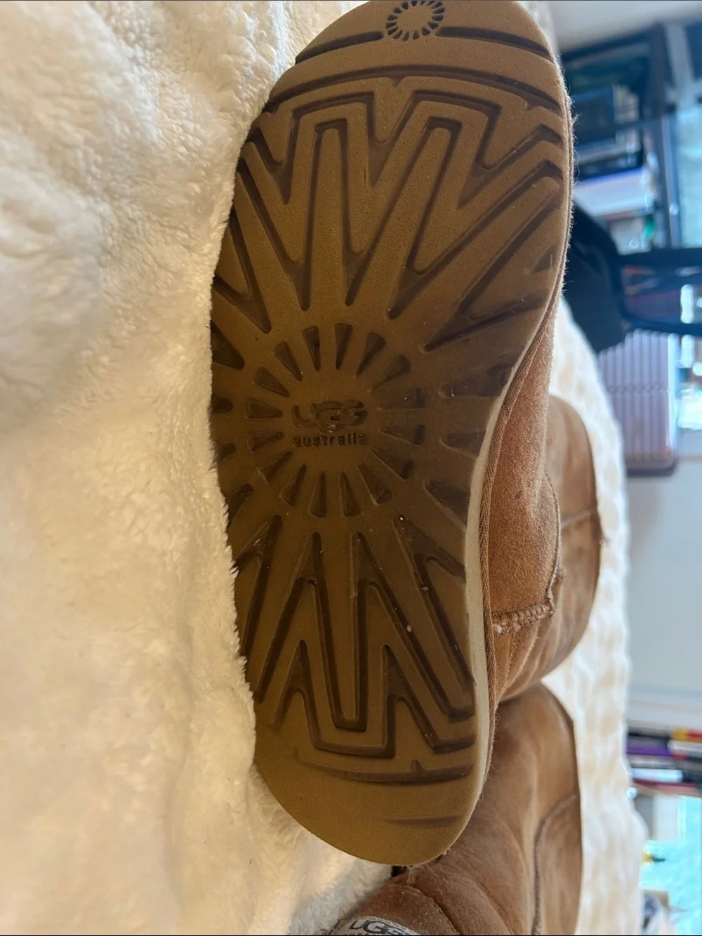 UGG Tall Shearling-Lined Suede Boots in Chestnut
